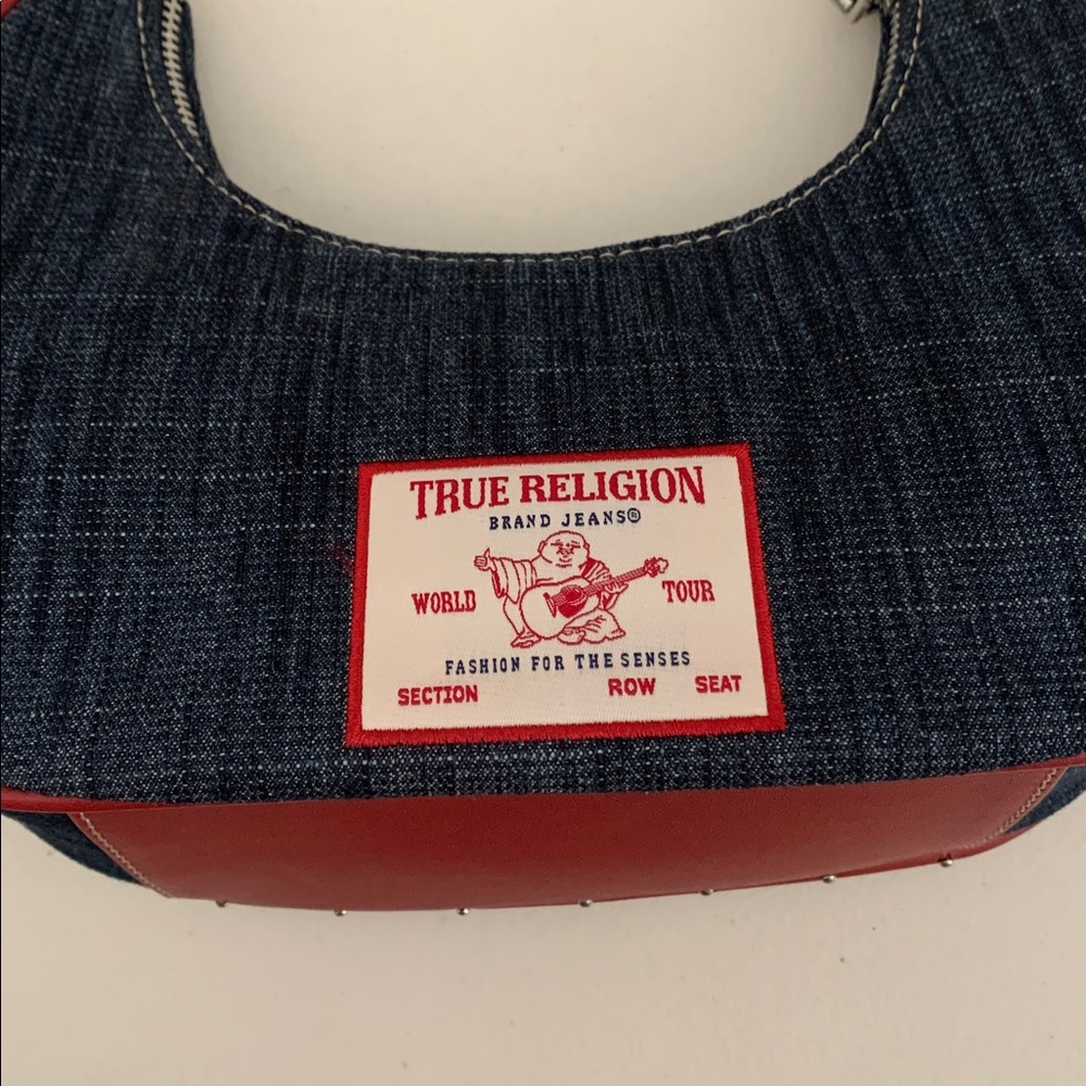 True Religion Denim Shoulder Bag with Red Trim - Picture 10 of 10